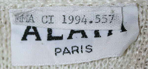 Dress, Azzedine Alaïa (French (born Tunisia), Tunis 1935–2017 Paris), cotton, linen, French