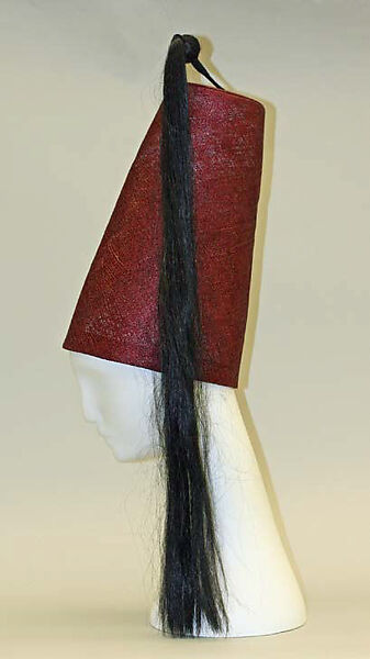 Ensemble, Rifat Ozbek (British, born Turkey, 1953), silk, straw, fur, metal, glass, British