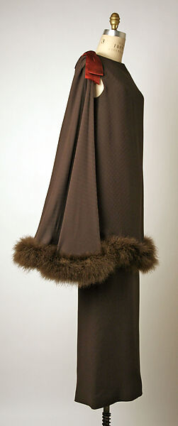 Evening dress, Pierre Cardin (French (born Italy), San Biagio di Callalta 1922–2020 Neuilly), silk, feathers, French