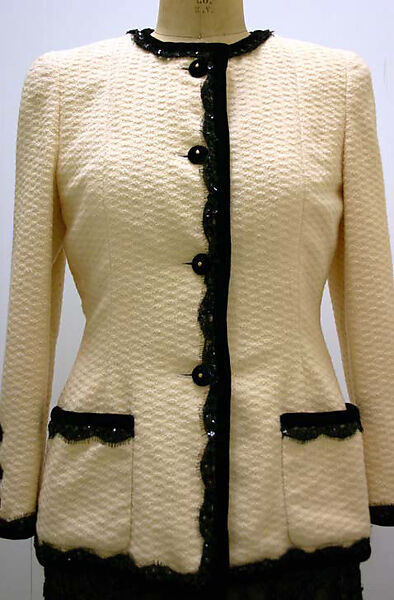 Evening ensemble, House of Chanel (French, founded 1910), wool, synthetic fiber, French