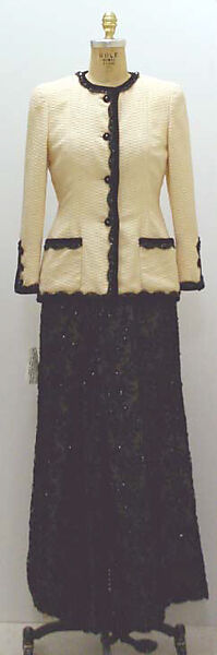 Evening ensemble, House of Chanel (French, founded 1910), wool, synthetic fiber, French