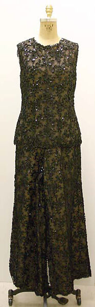 Evening ensemble, House of Chanel (French, founded 1910), wool, synthetic fiber, French
