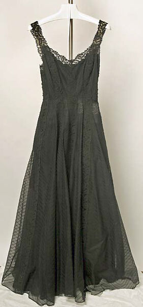 Evening dress, Nettie Rosenstein (American, 1890–1980), synthetic fiber, horsehair, American 