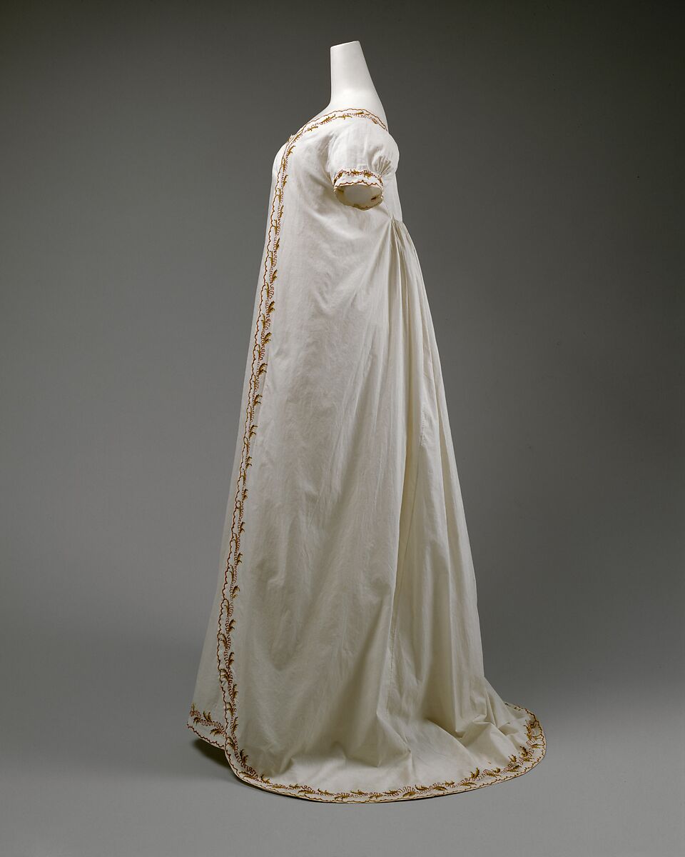 Round gown, cotton, wool, British