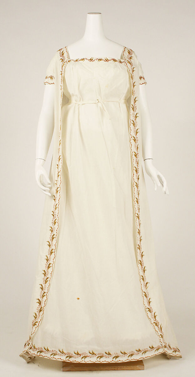 Round gown, cotton, wool, British