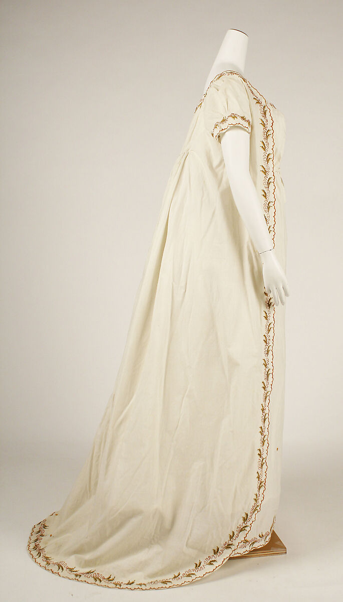 Round gown, cotton, wool, British