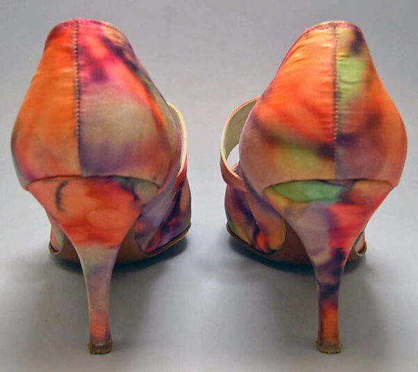 Pumps, Roger Vivier (French, 1913–1998), silk, leather, French