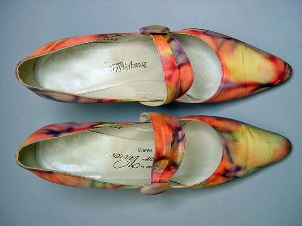 Pumps, Roger Vivier (French, 1913–1998), silk, leather, French