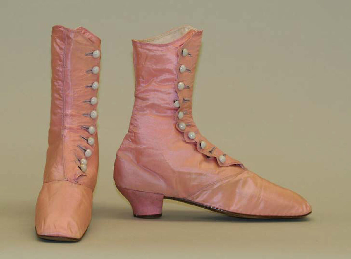 Evening ensemble, (a, b) silk, cotton; (c, d) silk; (e,f) silk, leather, glass, American