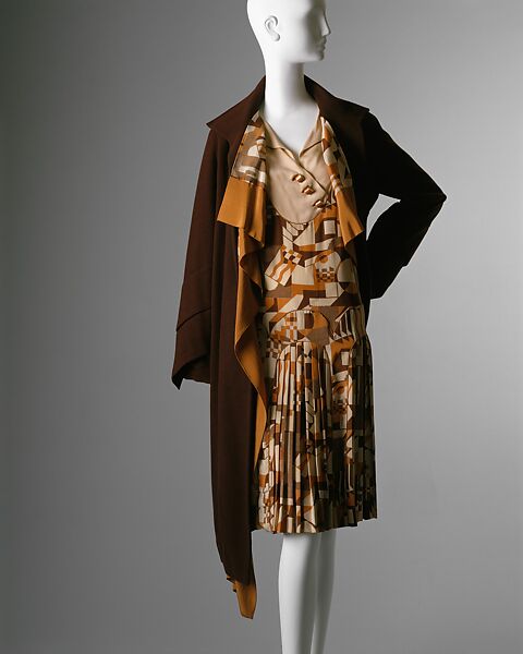 Ensemble, Nemser Gowns, Inc. (American, 1920–1931), (a) silk, plastic; (b) silk, wool, American 