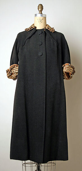 Coat, Pauline Trigère (American, born France, Paris 1908–2002 New York), wool, metal, cotton, American 