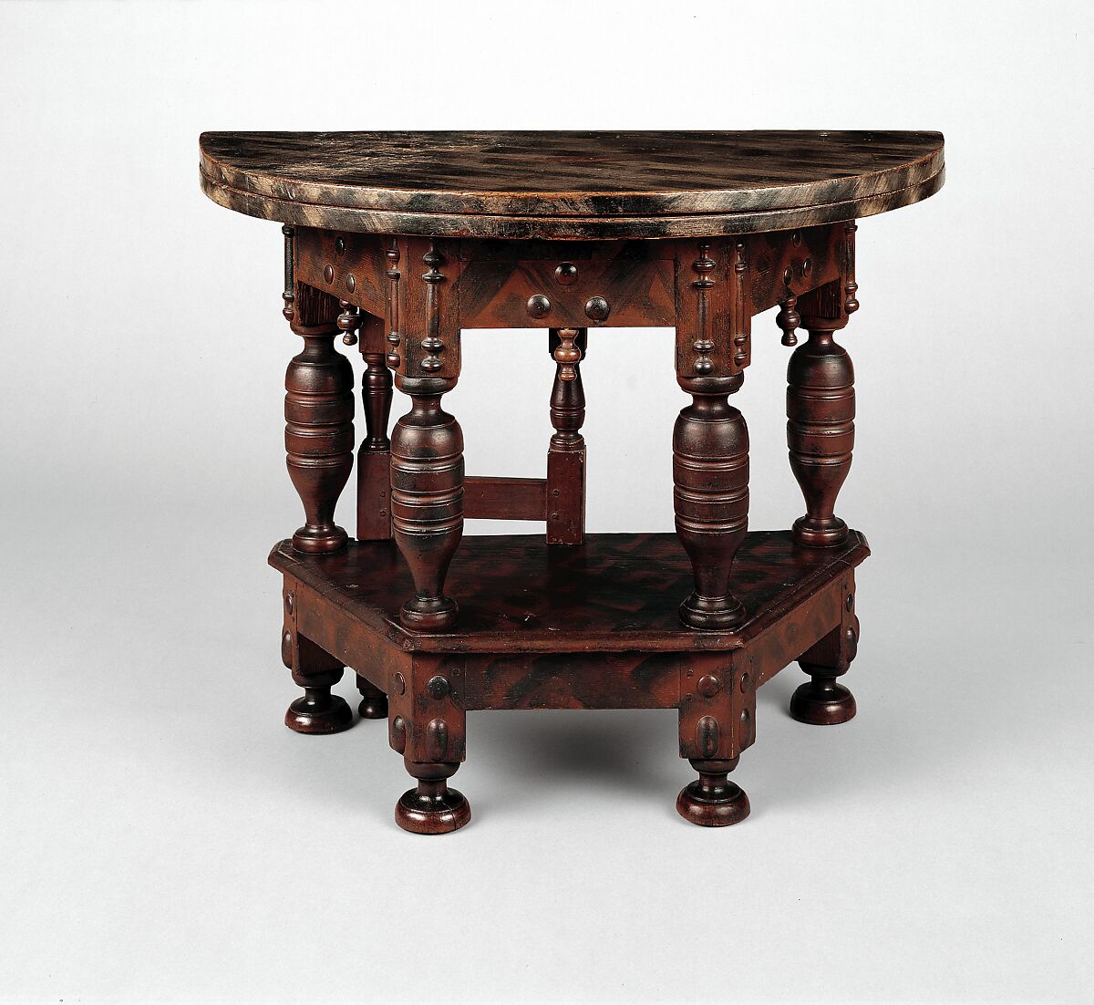 Folding table, Painted white oak, soft maple, American