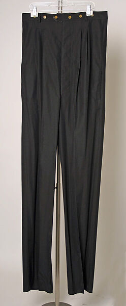 Trousers, Jean Paul Gaultier (French, born 1952), cotton, elastic, metal, French 