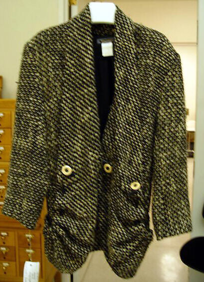 Coat, Issey Miyake (Japanese, 1938–2022), wool, nylon, leather, Japanese 