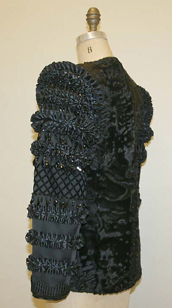 Jacket, Christian Lacroix (French, born 1951), fur, silk, jet, French