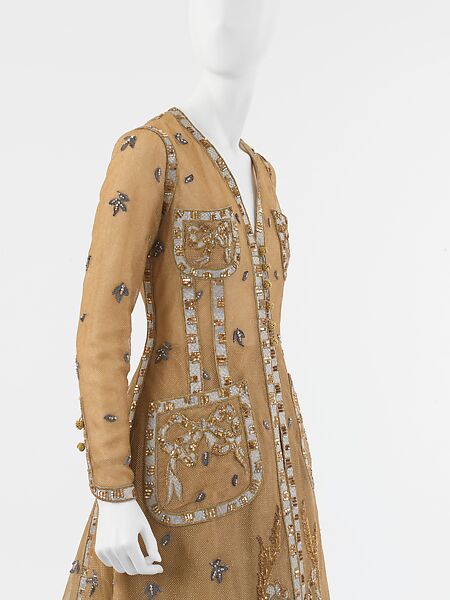 Evening ensemble, House of Chanel (French, founded 1910), silk, metal, French