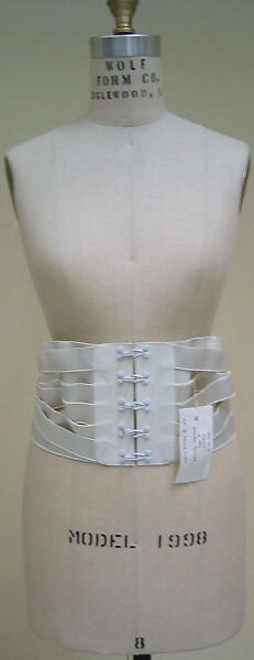 Belt, Jean Paul Gaultier (French, born 1952), elastic, leather, French 