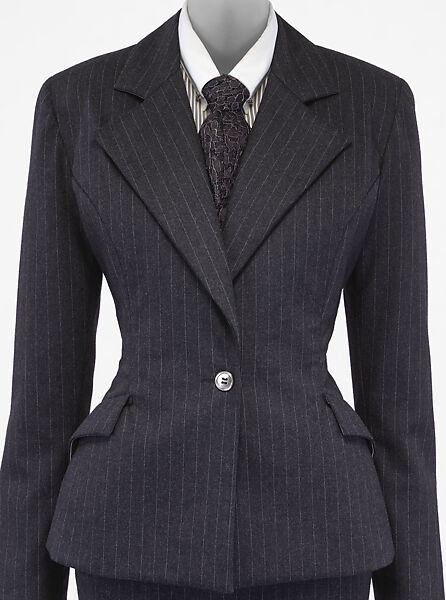 Suit, Carmelo Pomodoro (American, 1955–1992), wool, silk, cotton, plastic, metal, American