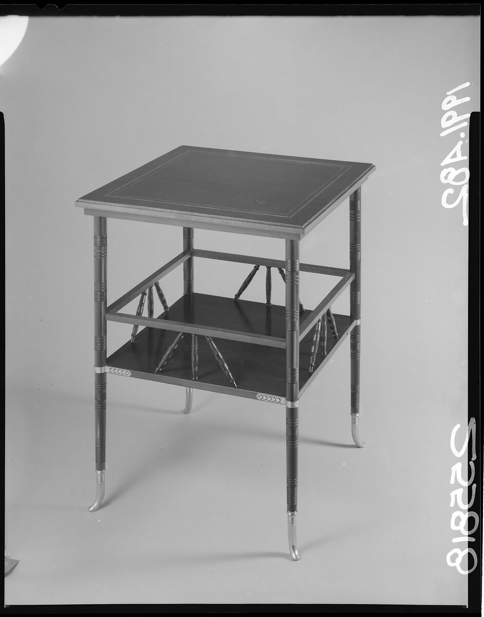 Table, A. and H. Lejambre (American, Philadelphia, Pennsylvania, active 1865–ca. 1907), Probably purpleheart, yellow poplar, inlaid woods, brass, American