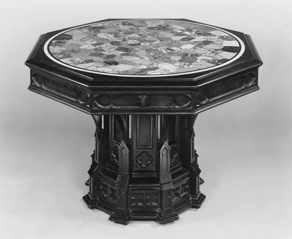 Table, Walnut, marble, American