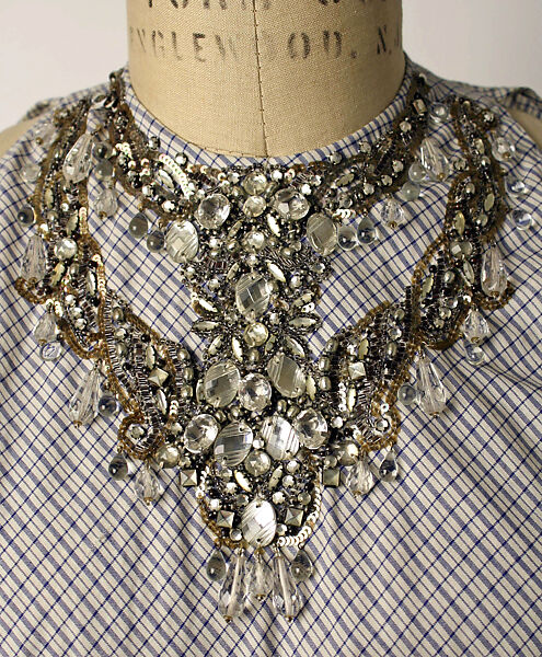 Evening dress, Mainbocher (French and American, founded 1930), cotton, glass, American