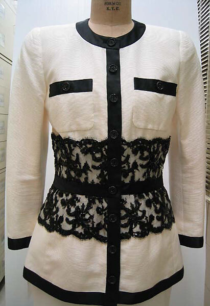 Suit, House of Chanel (French, founded 1910), cotton, silk, plastic, French