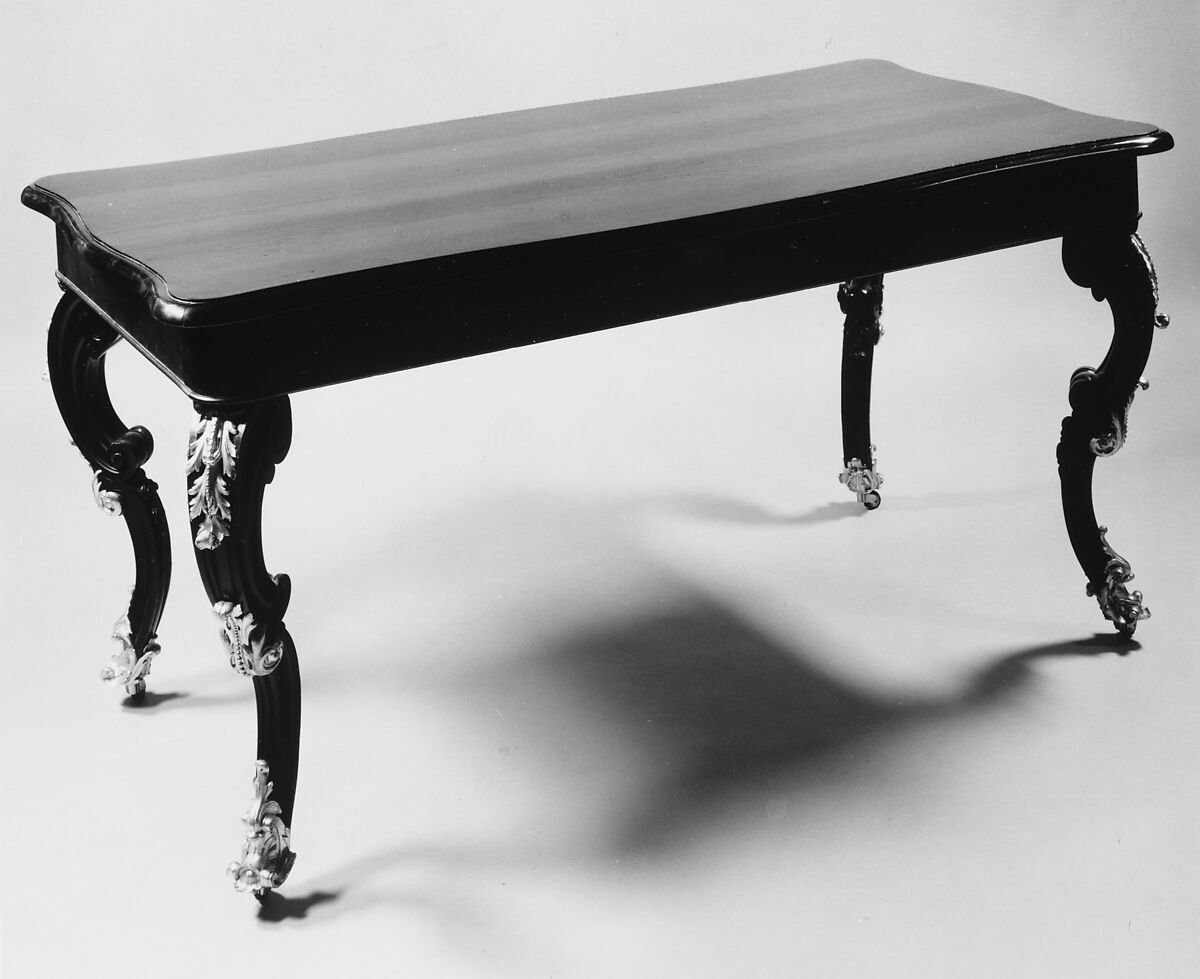 Table, Auguste-Emile Rinquet-Leprince (1801–1886), Fruitwood, poplar, ebony, satinwood, and oak veneers, American or French