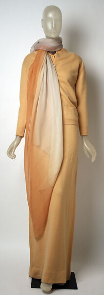 Ensemble, Halston (American, Des Moines, Iowa 1932–1990 San Francisco, California), (a, b) wool; (c) silk, American 