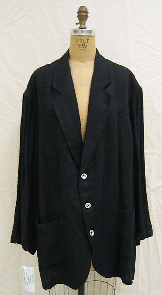 Jacket, Yohji Yamamoto (Japanese, born Tokyo, 1943), linen, metal, Japanese 