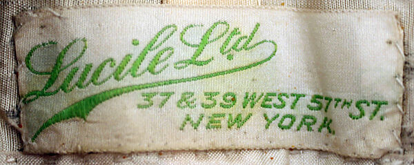 Evening dress, Lucile Ltd., New York (American, 1910–1932), metallic thread, American