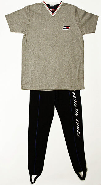 Athletic ensemble, Tommy Hilfiger Corporation (American, founded 1985), (a) leather; (b, c) cotton; (d) cotton, spandex; (e,f) leather, nylon, American