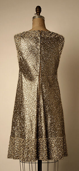 Evening dress, Adolfo (American, born Cuba, Cárdenas 1923–2021 New York), synthetic fiber, gold metallic thread, synthetic pearls, rhinestones, American