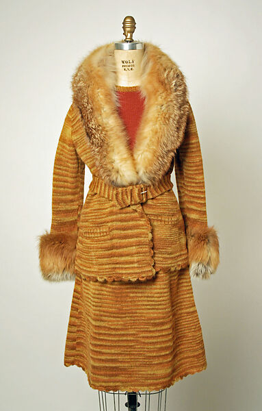 Ensemble, Adolfo (American, born Cuba, Cárdenas 1923–2021 New York), (a) synthetic fiber, wool; (b–d)  wool, fur, American 