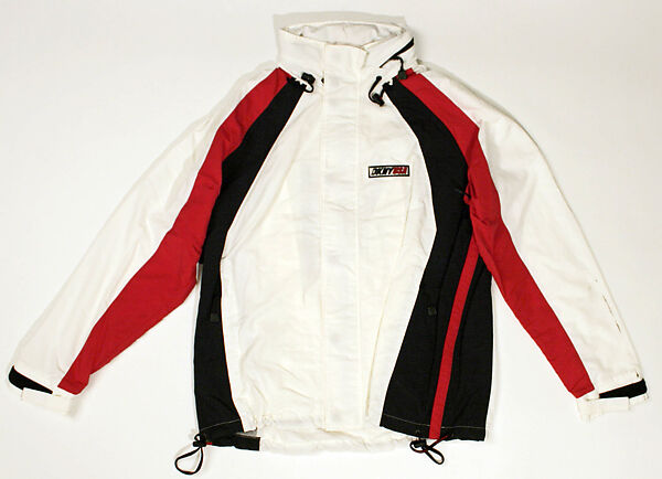 Athletic ensemble, Donna Karan New York (American, founded 1985), (a) Lycra; (b, c) synthetic fiber; (d) wool; (e, f) nylon, plastic (foam), rubber, American