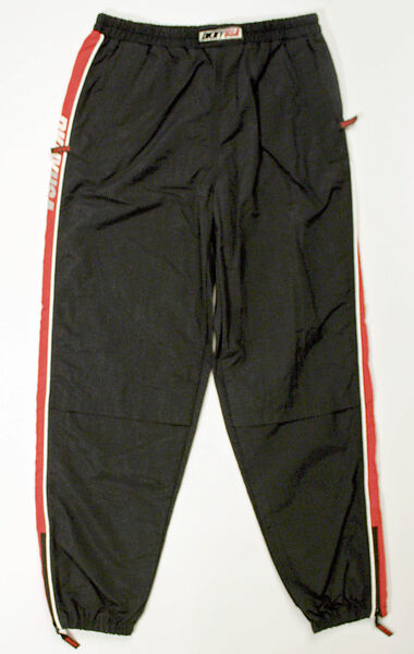 Athletic ensemble, Donna Karan New York (American, founded 1985), (a) Lycra; (b, c) synthetic fiber; (d) wool; (e, f) nylon, plastic (foam), rubber, American