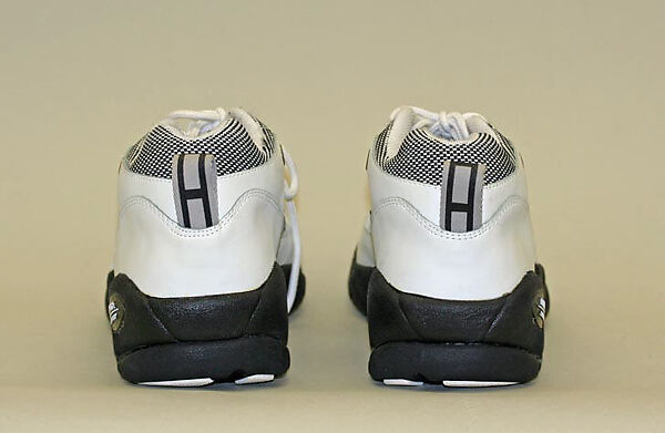 Athletic ensemble, Nautica, (a) nylon; (b) synthetic fiber; (c) nylon, spandex; (d) synthetic fiber; (e) plastic, metal; (f) elastic, metal, (g, h) leather, metal, synthetic fiber, plastic (foam), rubber, American