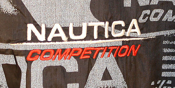 Athletic ensemble, Nautica, (a) nylon; (b) synthetic fiber; (c) nylon, spandex; (d) synthetic fiber; (e) plastic, metal; (f) elastic, metal, (g, h) leather, metal, synthetic fiber, plastic (foam), rubber, American