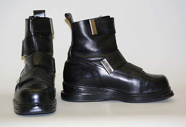 Boots, Dirk Bikkembergs (Belgian, born Germany, 1962), leather, metal, Belgian 