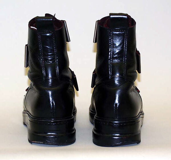 Boots, Dirk Bikkembergs (Belgian, born Germany, 1962), leather, metal, Belgian