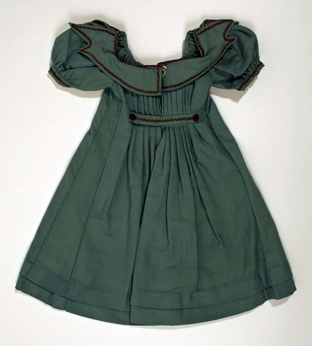 Dress, wool, linen, American