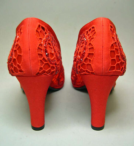 Evening shoes, Roger Vivier (French, 1913–1998), silk, plastic, French