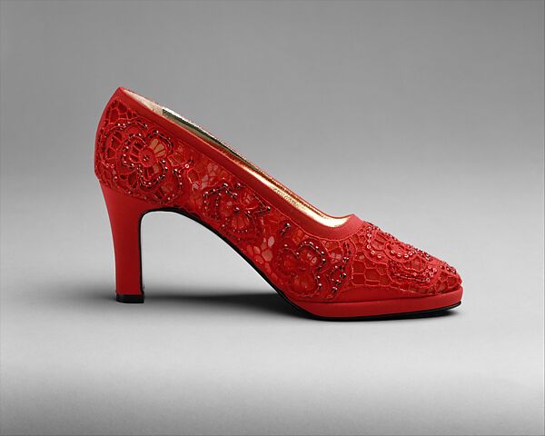 Evening shoes, Roger Vivier (French, 1913–1998), silk, plastic, French 