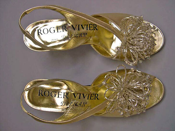 Evening shoes, Roger Vivier (French, 1913–1998), leather, metal, plastic, French