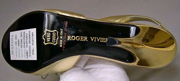 Evening shoes, Roger Vivier (French, 1913–1998), leather, metal, plastic, French