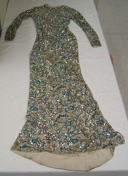 Evening dress, Norman Norell (American, Noblesville, Indiana 1900–1972 New York), silk, plastic, rhinestones, American