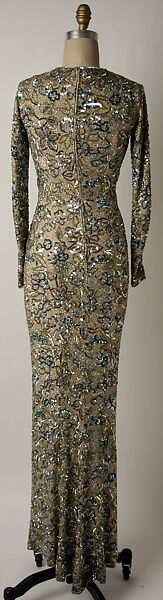 Evening dress, Norman Norell (American, Noblesville, Indiana 1900–1972 New York), silk, plastic, rhinestones, American