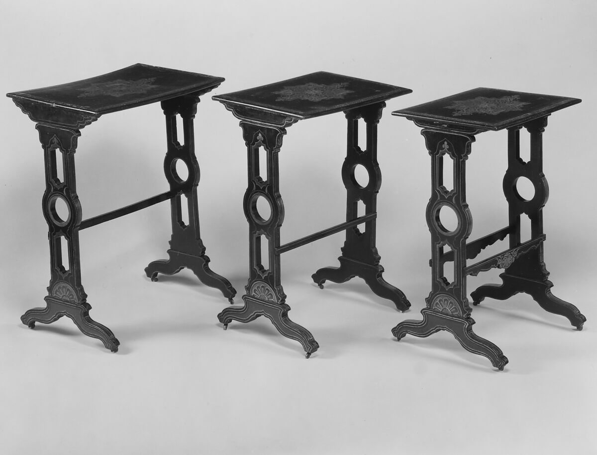 Nesting Table, Aspen or cottonwood, papier mache, American