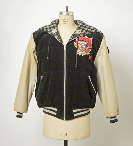Bomber jacket, Kansai Yamamoto (Japanese, Yokohama 1944–2020 Tokyo), cotton, leather, Japanese 