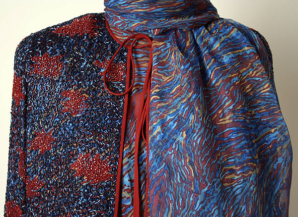 Evening ensemble, James Galanos (American, Philadelphia, Pennsylvania, 1924–2016 West Hollywood, California), (a) silk, plastic; (b) silk; (c) silk, American