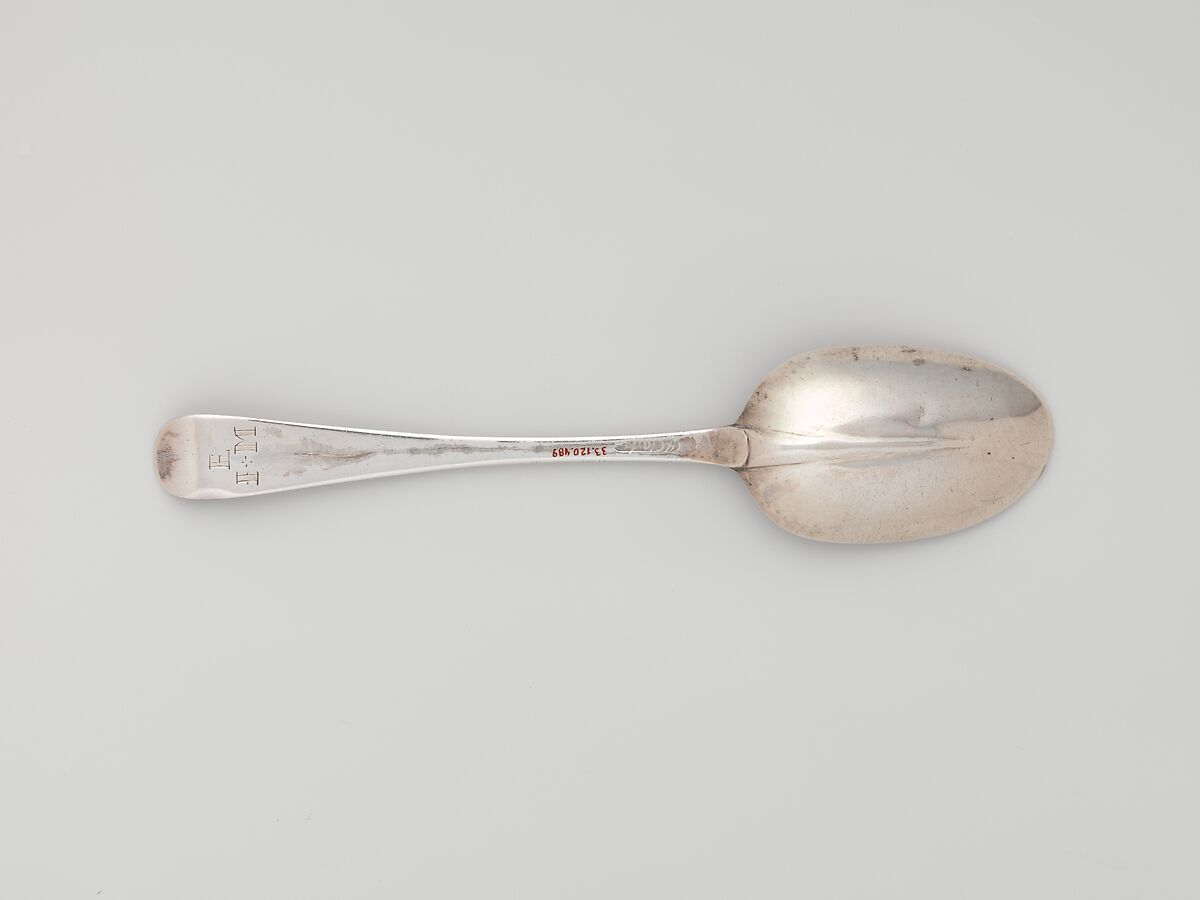 Table Spoon, Jonathan Clarke (1705–1770), Silver, American